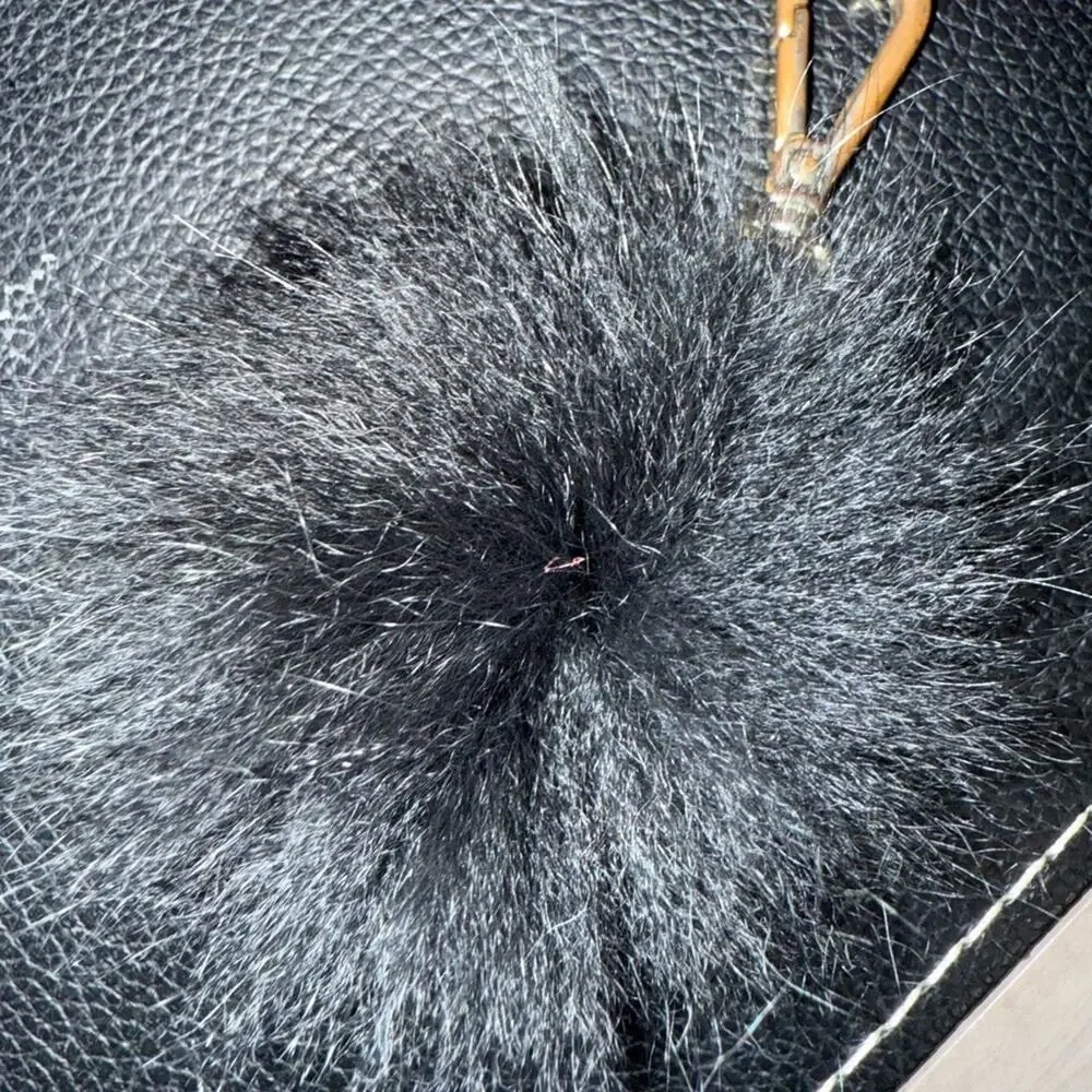 Michael Kors Black Fox Fur Pom Pom Keychain